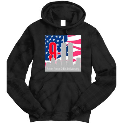 9/11 Never Forget 20th Anniversary Tie Dye Hoodie