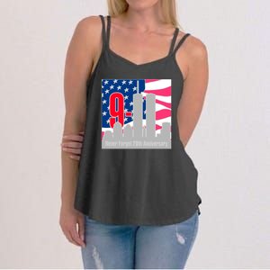 9/11 Never Forget 20th Anniversary Women's Strappy Tank