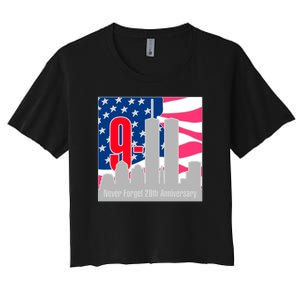 9/11 Never Forget 20th Anniversary Women's Crop Top Tee