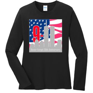 9/11 Never Forget 20th Anniversary Ladies Long Sleeve Shirt