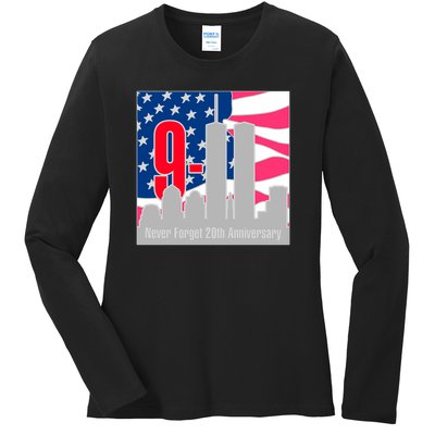 9/11 Never Forget 20th Anniversary Ladies Long Sleeve Shirt