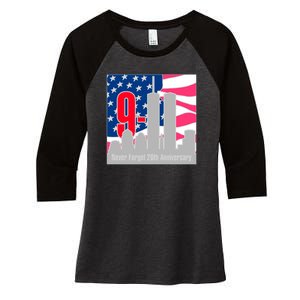 9/11 Never Forget 20th Anniversary Women's Tri-Blend 3/4-Sleeve Raglan Shirt