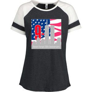 9/11 Never Forget 20th Anniversary Enza Ladies Jersey Colorblock Tee