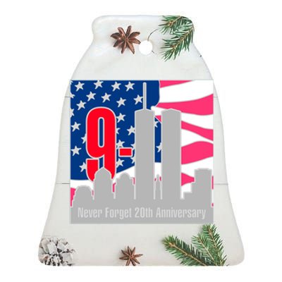 9/11 Never Forget 20th Anniversary Ceramic Bell Ornament