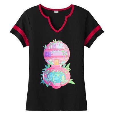 90s Nostalgia Series Pocket Garden Ladies Halftime Notch Neck Tee