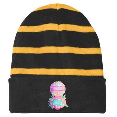 90s Nostalgia Series Pocket Garden Striped Beanie with Solid Band