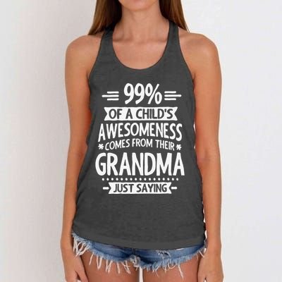 99 Of A Childs Awesomeness Comes From Their Grandma Women's Knotted Racerback Tank