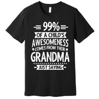 99 Of A Childs Awesomeness Comes From Their Grandma Premium T-Shirt