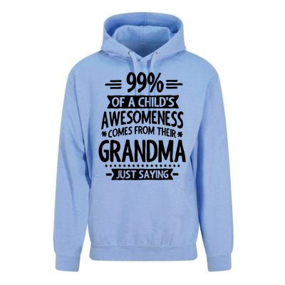 99 Of A Childs Awesomeness Comes From Their Grandma Unisex Surf Hoodie