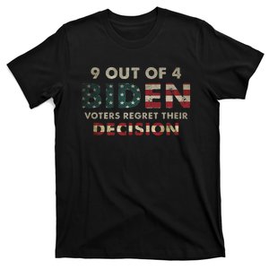 9 Out Of 4 Biden Voters Regret Their Decision USA Flag Funny T-Shirt