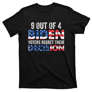 9 Out Of 4 Biden Voters Regret Their Decision USA Flag Funny T-Shirt