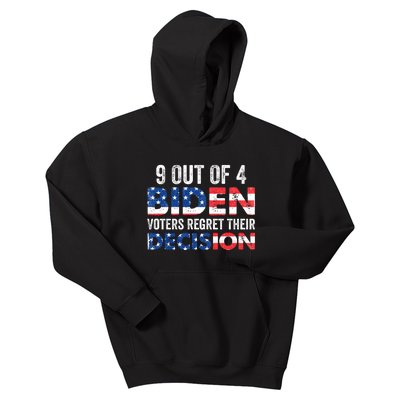 9 Out Of 4 Biden Voters Regret Their Decision USA Flag Funny Kids Hoodie