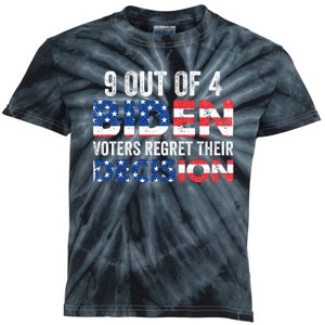 9 Out Of 4 Biden Voters Regret Their Decision USA Flag Funny Kids Tie-Dye T-Shirt