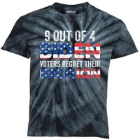 9 Out Of 4 Biden Voters Regret Their Decision USA Flag Funny Kids Tie-Dye T-Shirt