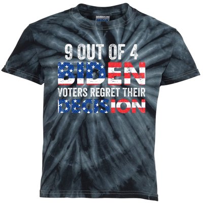 9 Out Of 4 Biden Voters Regret Their Decision USA Flag Funny Kids Tie-Dye T-Shirt