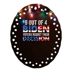 9 Out Of 4 Biden Voters Regret Their Decision USA Flag Funny Ceramic Oval Ornament