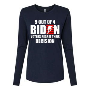 9 Out Of 4 Biden Voter Regret Their Decision Funny Stairs Womens Cotton Relaxed Long Sleeve T-Shirt