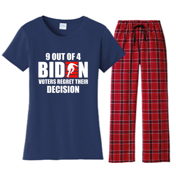 9 Out Of 4 Biden Voter Regret Their Decision Funny Stairs Women's Flannel Pajama Set