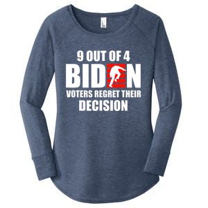 9 Out Of 4 Biden Voter Regret Their Decision Funny Stairs Women's Perfect Tri Tunic Long Sleeve Shirt