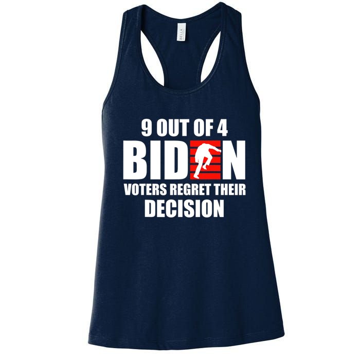 9 Out Of 4 Biden Voter Regret Their Decision Funny Stairs Women's Racerback Tank