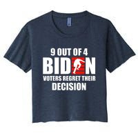 9 Out Of 4 Biden Voter Regret Their Decision Funny Stairs Women's Crop Top Tee