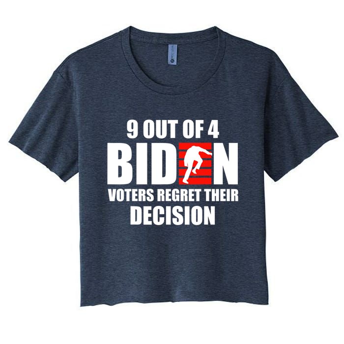 9 Out Of 4 Biden Voter Regret Their Decision Funny Stairs Women's Crop Top Tee