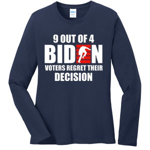 9 Out Of 4 Biden Voter Regret Their Decision Funny Stairs Ladies Long Sleeve Shirt