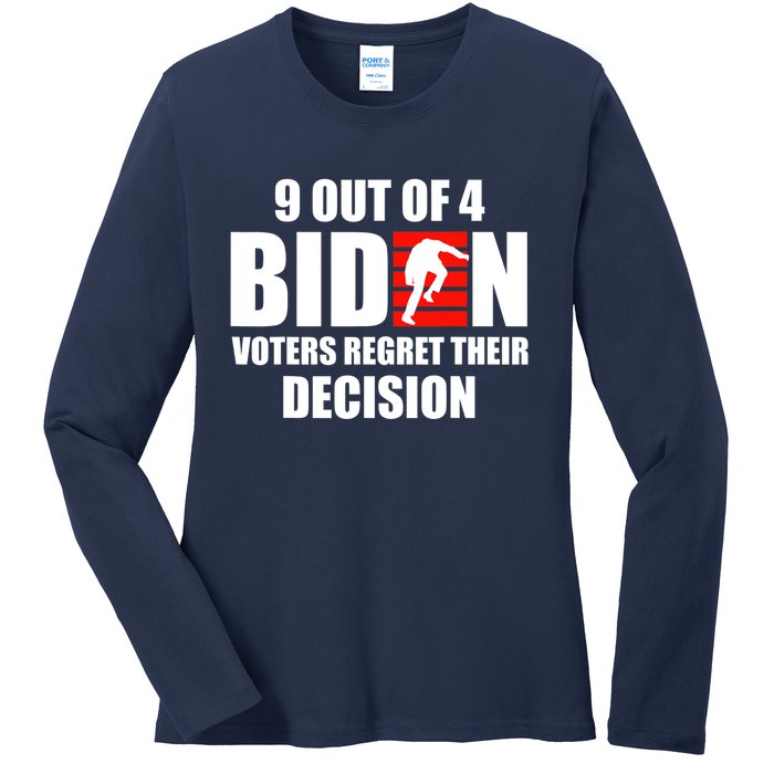 9 Out Of 4 Biden Voter Regret Their Decision Funny Stairs Ladies Long Sleeve Shirt