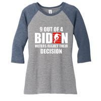 9 Out Of 4 Biden Voter Regret Their Decision Funny Stairs Women's Tri-Blend 3/4-Sleeve Raglan Shirt