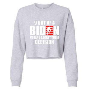 9 Out Of 4 Biden Voter Regret Their Decision Funny Stairs Cropped Pullover Crew