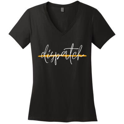 911 Police Dispatcher Thin Gold Line Sheriff Dispatch Life Women's V-Neck T-Shirt