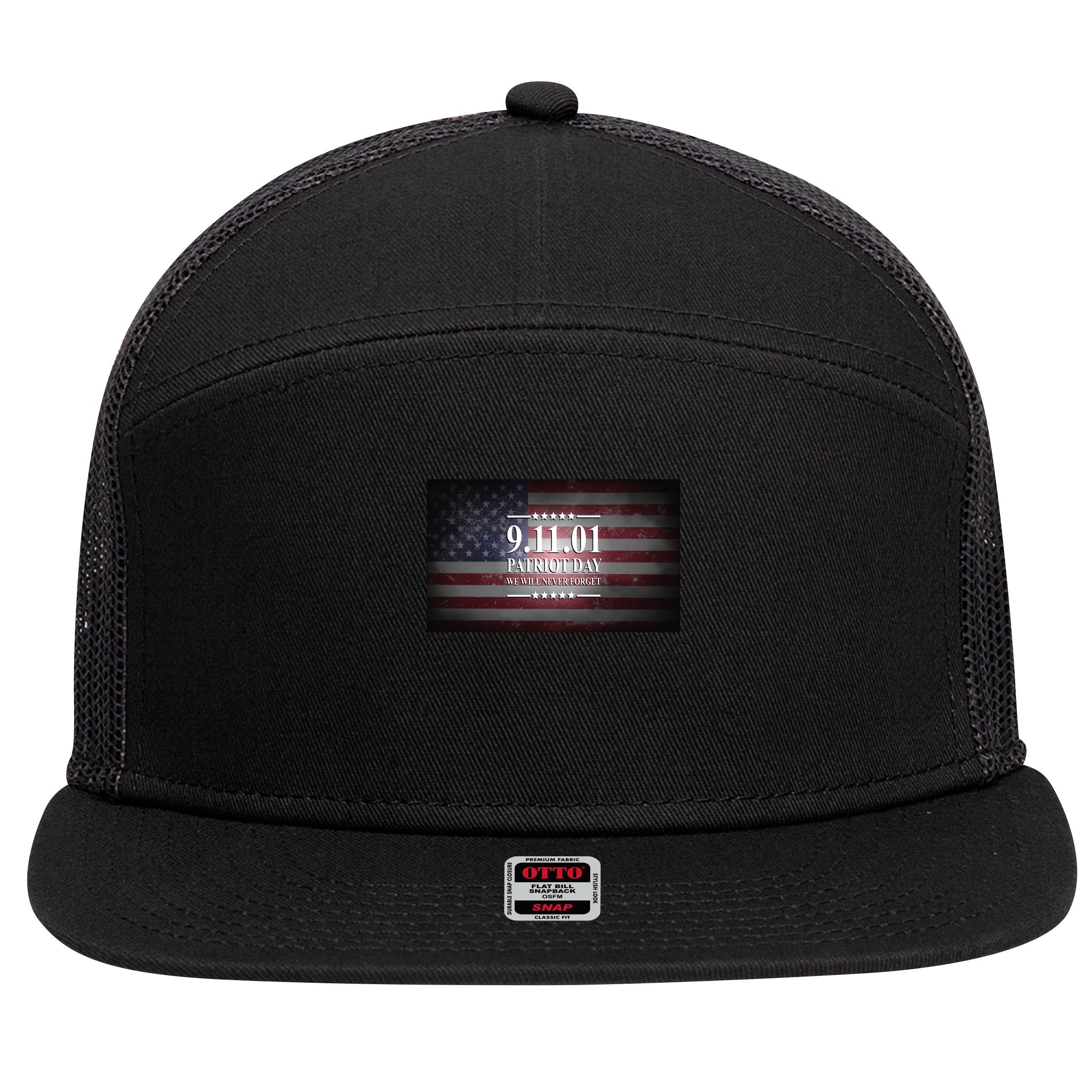 9.11.01 Patriot Day 20th Anniversary 7 Panel Mesh Trucker Snapback Hat