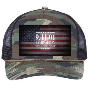 9.11.01 Patriot Day 20th Anniversary Retro Rope Trucker Hat Cap