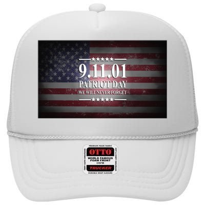 9.11.01 Patriot Day 20th Anniversary High Crown Mesh Back Trucker Hat