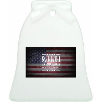 9.11.01 Patriot Day 20th Anniversary Ceramic Bell Ornament