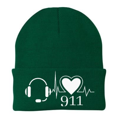 911 Police Dispatcher Thin Gold Line Heartbeat Law Enforcemt Knit Cap Winter Beanie