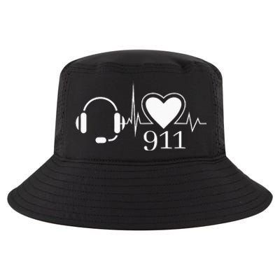 911 Police Dispatcher Thin Gold Line Heartbeat Law Enforcemt Cool Comfort Performance Bucket Hat