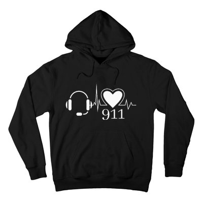 911 Police Dispatcher Thin Gold Line Heartbeat Law Enforcemt Hoodie