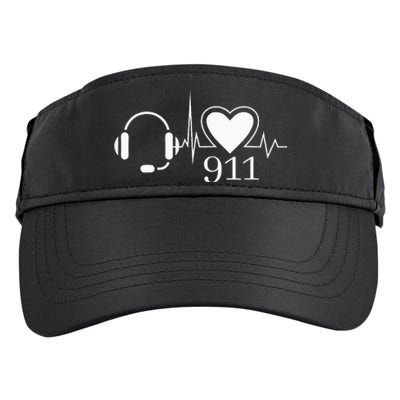 911 Police Dispatcher Thin Gold Line Heartbeat Law Enforcemt Adult Drive Performance Visor