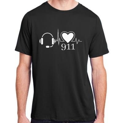 911 Police Dispatcher Thin Gold Line Heartbeat Law Enforcemt Adult ChromaSoft Performance T-Shirt