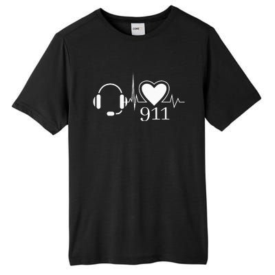 911 Police Dispatcher Thin Gold Line Heartbeat Law Enforcemt Tall Fusion ChromaSoft Performance T-Shirt