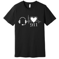 911 Police Dispatcher Thin Gold Line Heartbeat Law Enforcemt Premium T-Shirt