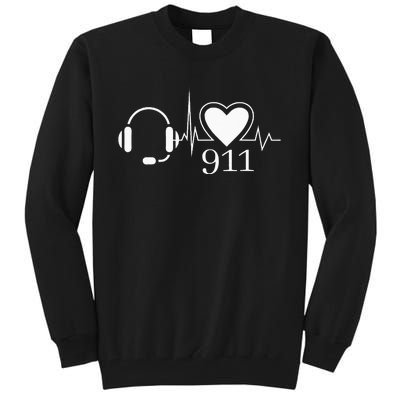 911 Police Dispatcher Thin Gold Line Heartbeat Law Enforcemt Tall Sweatshirt