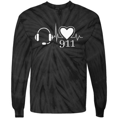 911 Police Dispatcher Thin Gold Line Heartbeat Law Enforcemt Tie-Dye Long Sleeve Shirt