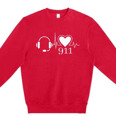 911 Police Dispatcher Thin Gold Line Heartbeat Law Enforcemt Premium Crewneck Sweatshirt