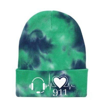 911 Police Dispatcher Thin Gold Line Heartbeat Law Enforcemt Tie Dye 12in Knit Beanie