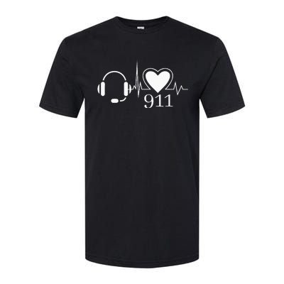 911 Police Dispatcher Thin Gold Line Heartbeat Law Enforcemt Softstyle CVC T-Shirt