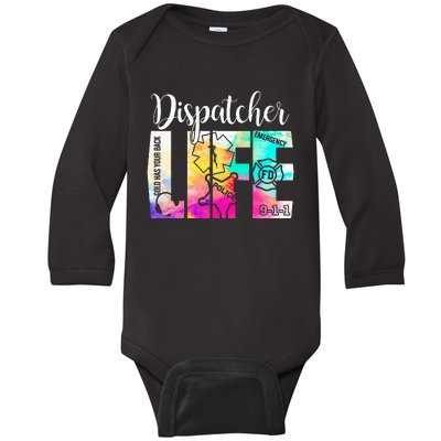 911 Police Emergency Dispatcher Life Gold Has Your Back Baby Long Sleeve Bodysuit