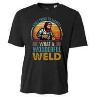  90s Retro Distressed Sunset I Think To Myself What A Wonderful Weld Welder Design Cooling Performance Crew T-Shirt