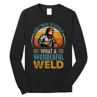  90s Retro Distressed Sunset I Think To Myself What A Wonderful Weld Welder Design Long Sleeve Shirt